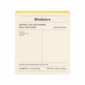 Biodance Radiant Vita Niacinamide Real Deep Mask - hydrożelowa maska rozjaśniająca do twarzy z niacynamidem w żółtym opakowaniu zestaw 4 sztuk